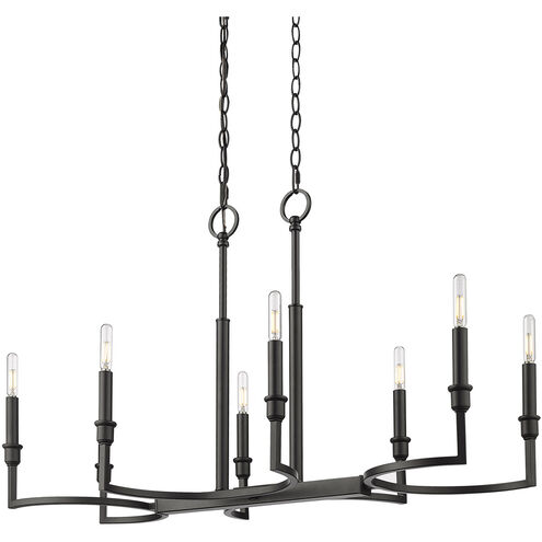 Ellyn 8 Light 35 inch Matte Black Linear Pendant Ceiling Light